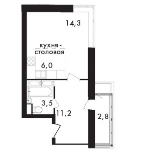 Студия 36.9 м²